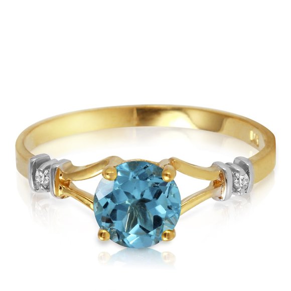 Galaxy Gold Products Jewelry - 14K GOLD RING WITH NATURAL DIAMONDS & BLUE TOPAZ